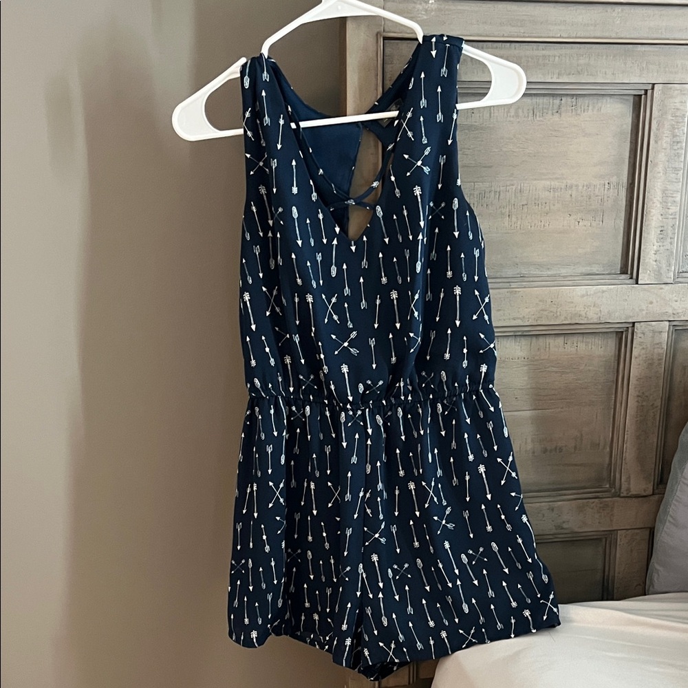 Navy Blue One Piece romper with Arrow Pattern